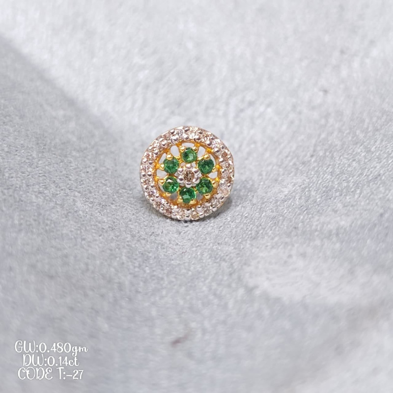 Colour Stone Round Diamnd Nosepin